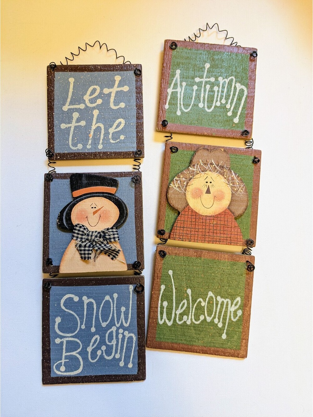 Crazy Mountain Primitive Wood Autumn & Winter Door Hanging Welcome Signs